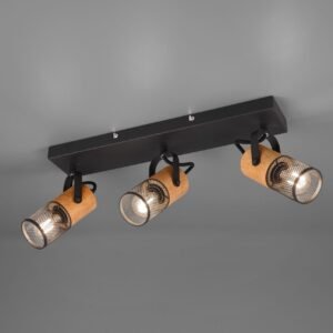 Rampe 2 spots bois et métal E14