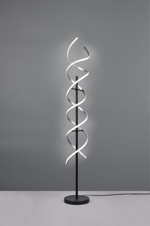 Lampadaire LED noir et argenté