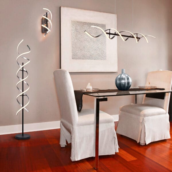 Lampadaire LED noir et argenté – Image 2