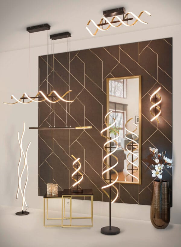 Lampadaire LED noir et doré – Image 2