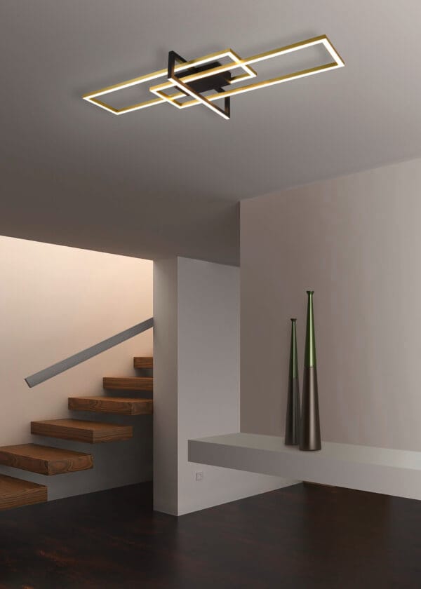 Plafonnier LED noir et doré – Image 2