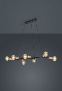 Lustre métal 6 lumières noir et doré
