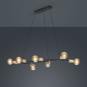 Lustre métal 6 lumières noir et doré