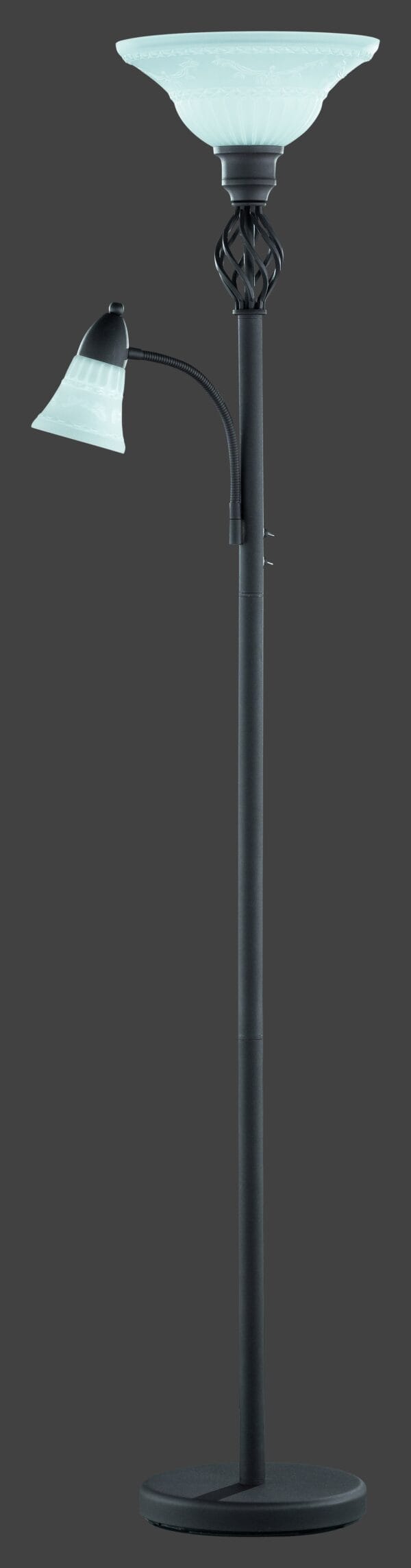 Lampadaire métal rouille avec liseuse