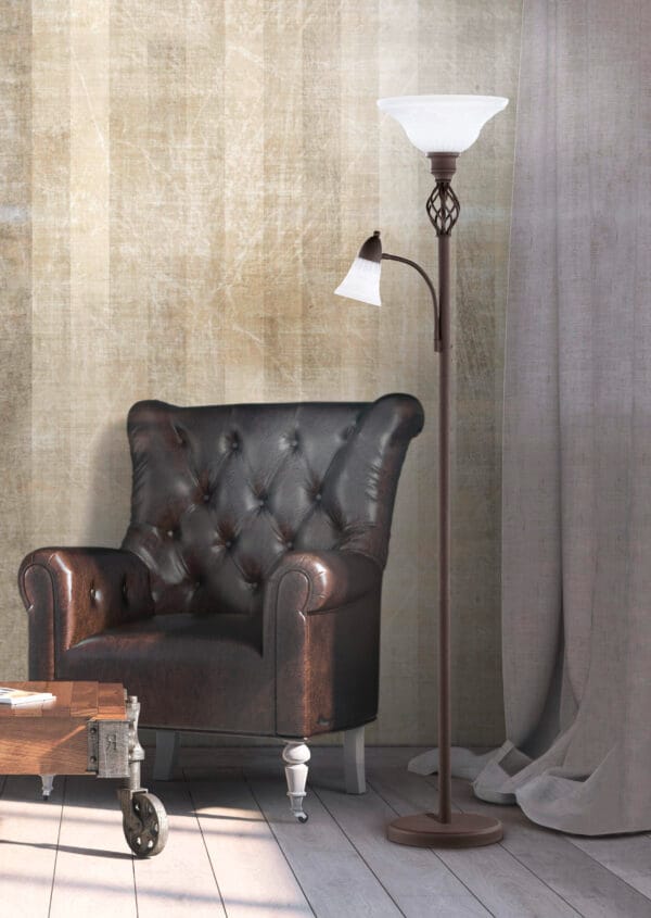 Lampadaire métal rouille avec liseuse – Image 2