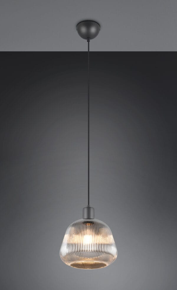 Suspension métal noir verre fumé