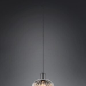 Suspension métal noir verre fumé