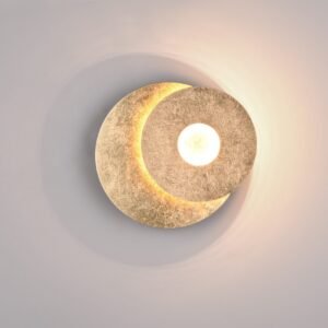 Applique LED métal décor feuille d'or