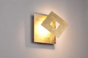 Applique LED métal décor feuille d'or