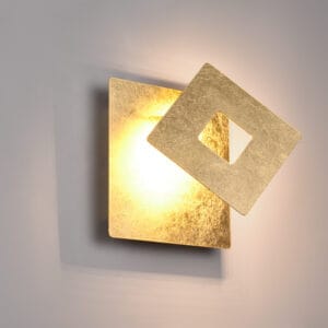 Applique LED métal décor feuille d'or