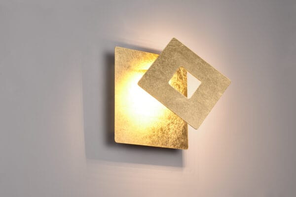 Applique LED métal décor feuille d'or