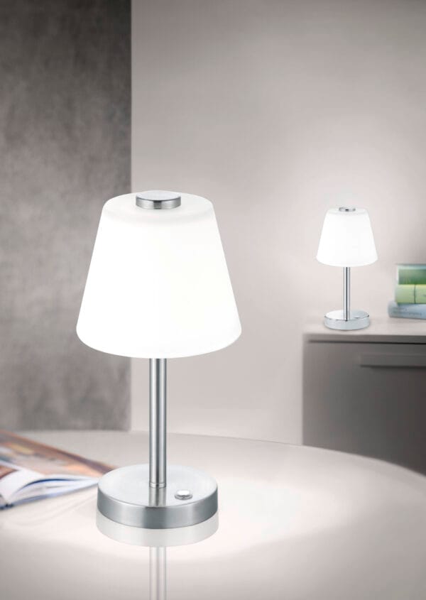 Lampe à poser LED métal nickel mat – Image 2