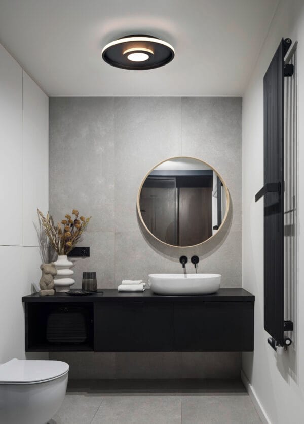 Plafonnier de salle de bain LED métal noir – Image 2