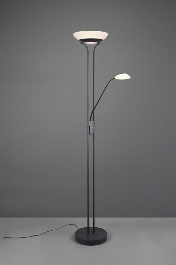Lampadaire LED avec liseuse métal noir
