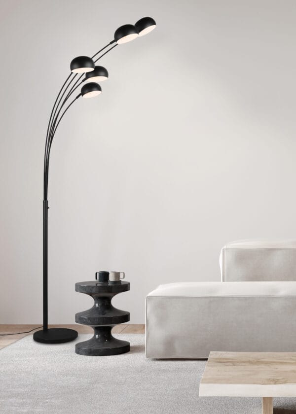 Lampadaire arc en métal noir – Image 2