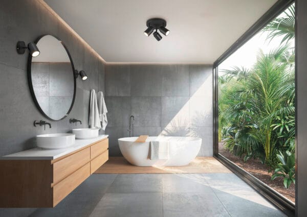 Plafonnier 3 spots salle de bain en métal noir – Image 2