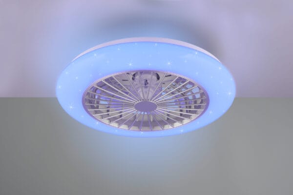 Plafonnier ventilateur LED gris et blanc – Image 4