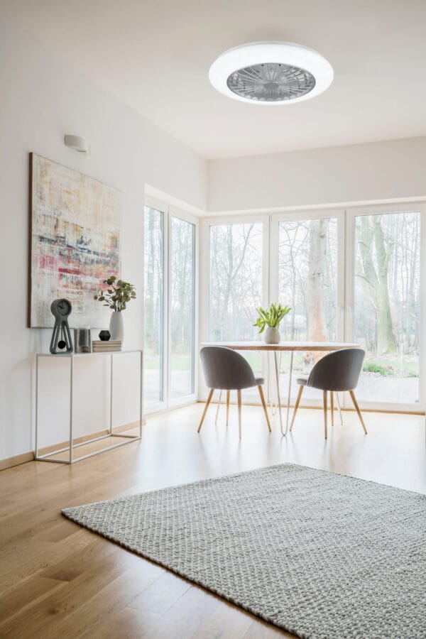 Plafonnier ventilateur LED gris et blanc – Image 5