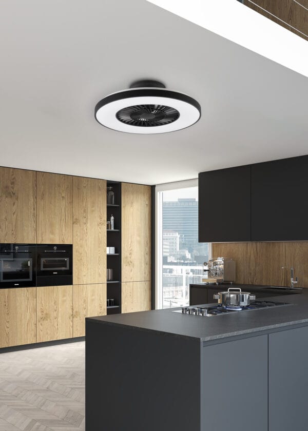Plafonnier ventilateur LED noir et blanc – Image 2