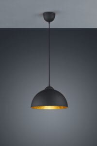 Suspension en métal noir intérieur doré