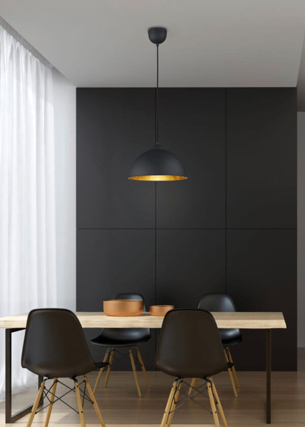 Suspension en métal noir intérieur doré – Image 2