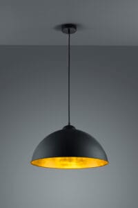 Suspension en métal noir intérieur doré