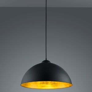 Suspension en métal noir intérieur doré