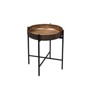Table d'appoint métal noir et vieil or 42x50 cm