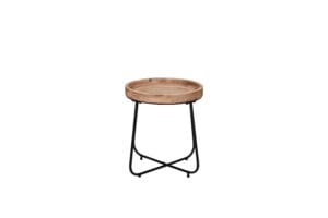 Table d'appoint métal noir et bois 52x48 cm