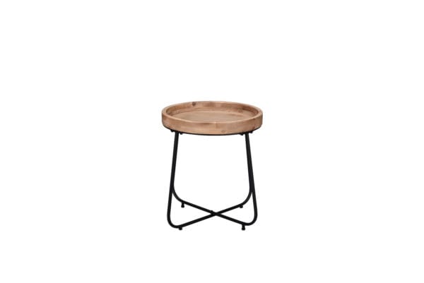 Table d'appoint métal noir et bois 52x48 cm