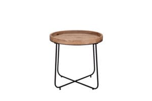 Table d'appoint métal noir et bois 66.5x57.5 cm