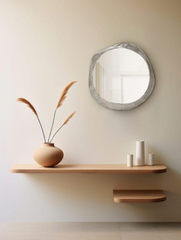 Miroir décoratif en métal argent vieilli 57x56 cm – Image 2