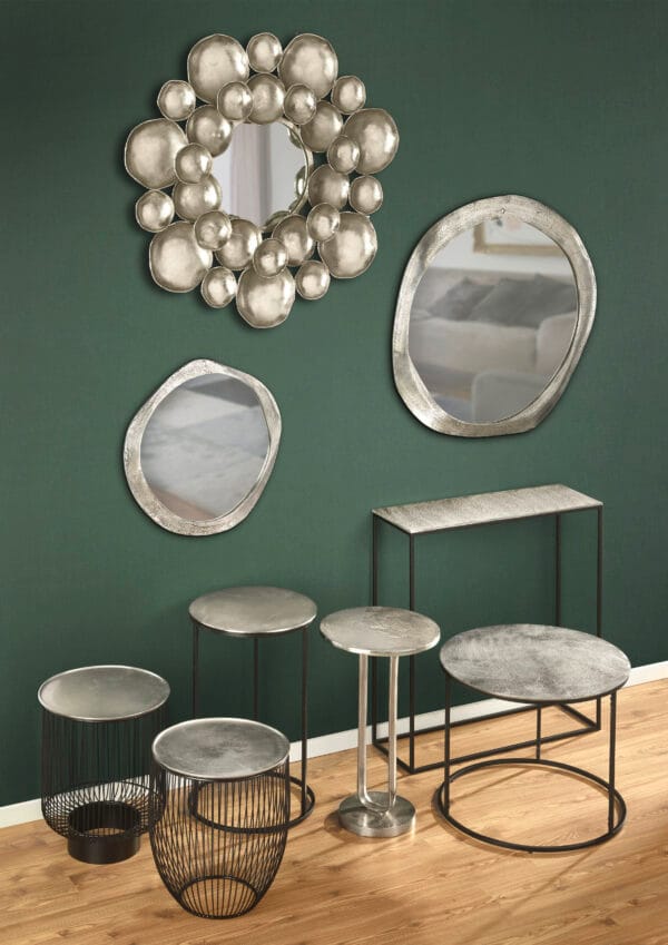 Miroir décoratif en métal argent vieilli 88x90 cm – Image 2