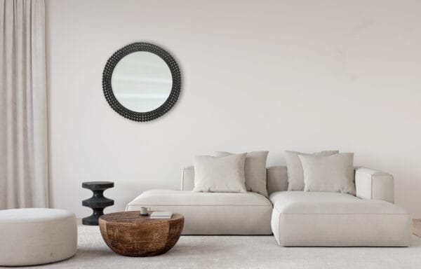 Miroir rond métal noir D76 cm – Image 2