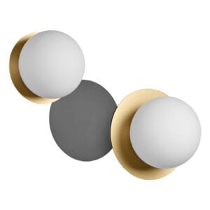 Applique métal doré/noir verre opale