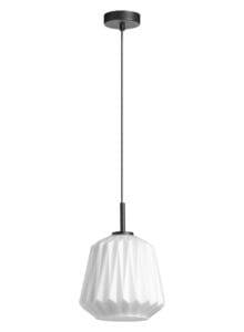 Suspension métal noir verre opale