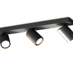 Rampe 3 spots orientables GU10 métal noir