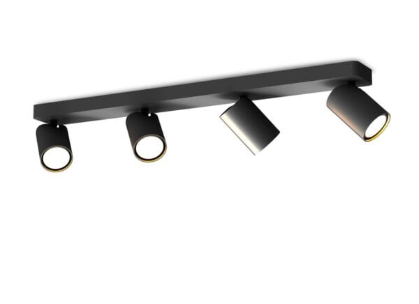 Rampe 4 spots orientables GU10 métal noir