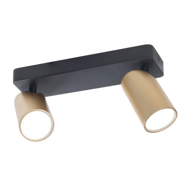 Rampe 2 spots orientables GU10 métal noir/doré