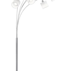 Lampadaire arc 5 lumières nickel abat-jour blanc