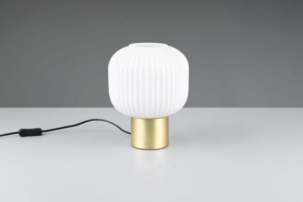 Lampe métal noir/doré verre opale – Image 2
