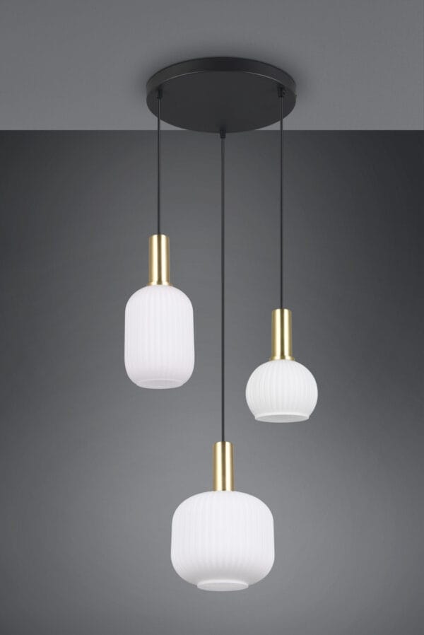 Suspension métal noir/doré verre opale – Image 2