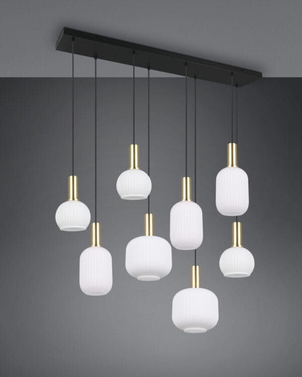 Suspension métal noir/doré verre opale – Image 2