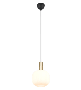 Suspension métal noir/doré verre opale
