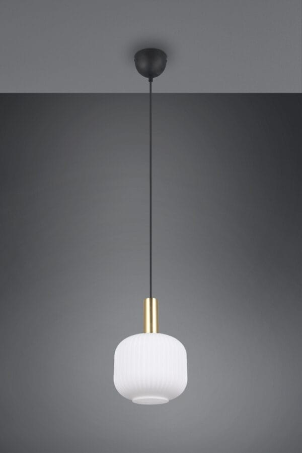 Suspension métal noir/doré verre opale – Image 2