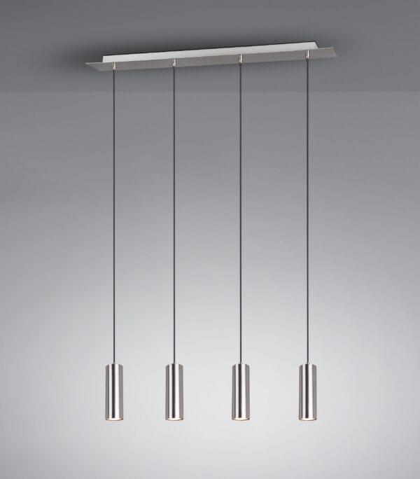 Suspension 4 lumières GU10 métal nickel