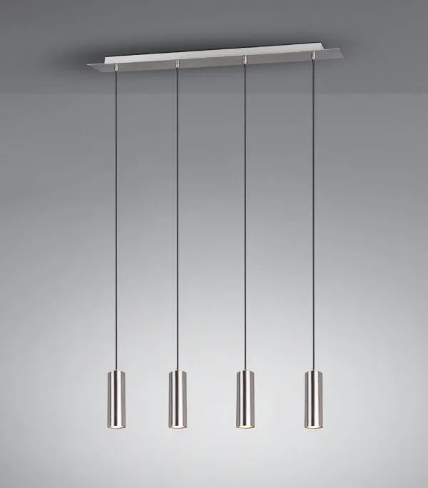 Suspension 4 lumières GU10 métal nickel