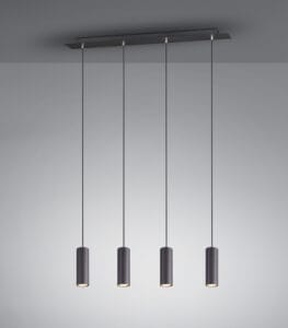 Suspension 4 lumières GU10 métal noir
