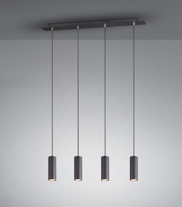 Suspension 4 lumières GU10 métal noir