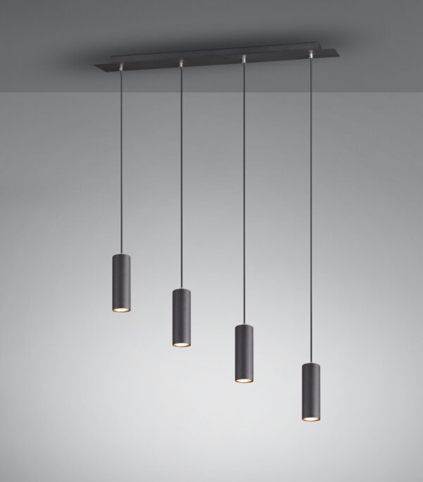 Suspension 4 lumières GU10 métal noir – Image 2